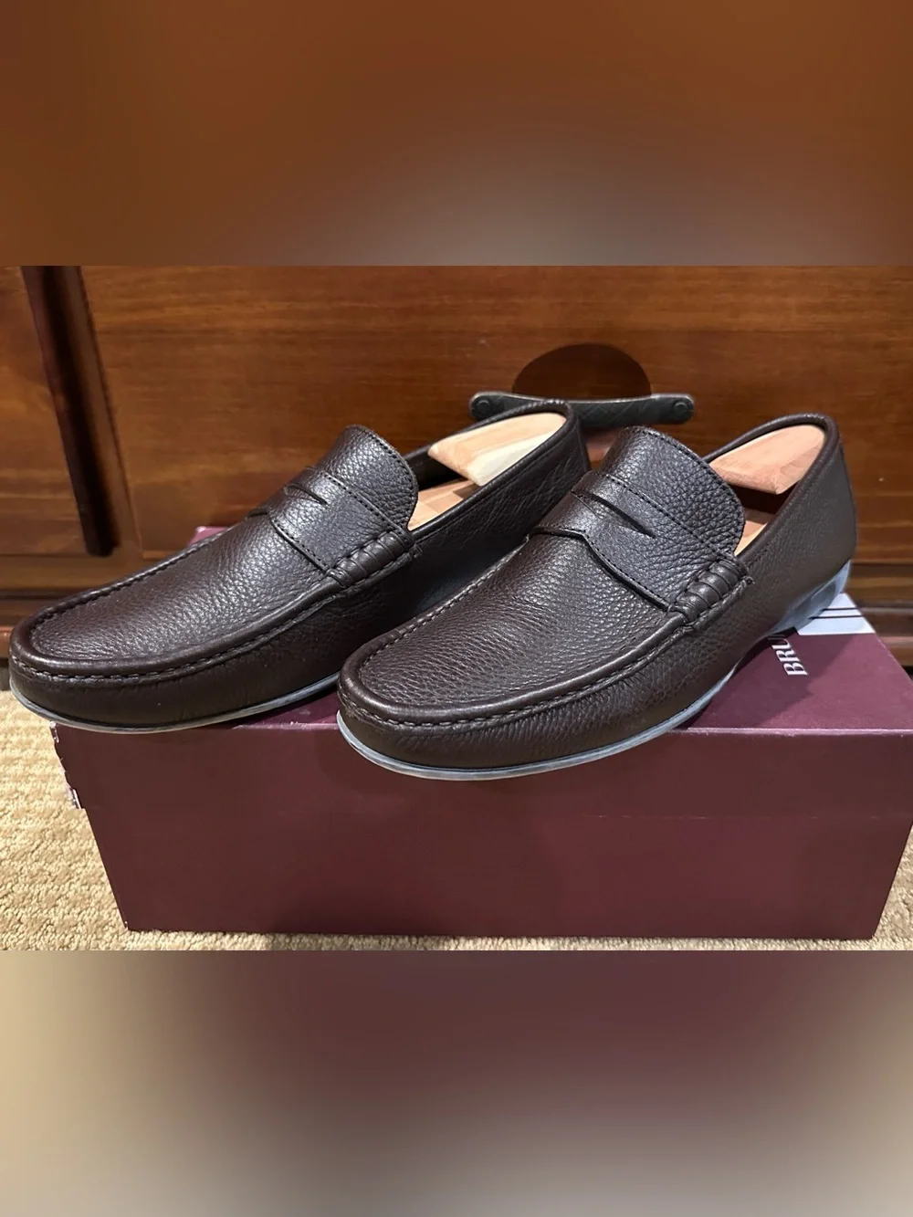 Bruno Magli Men's Classic Penny Loafers in Dark Brown 10.5